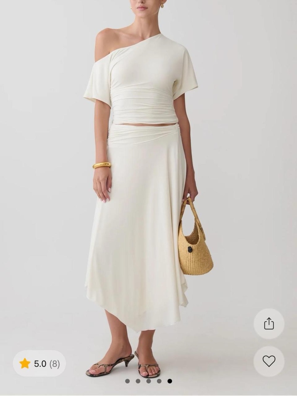 Meshki Cream Asymmetric One-Shoulder Skirt Set LUU SET